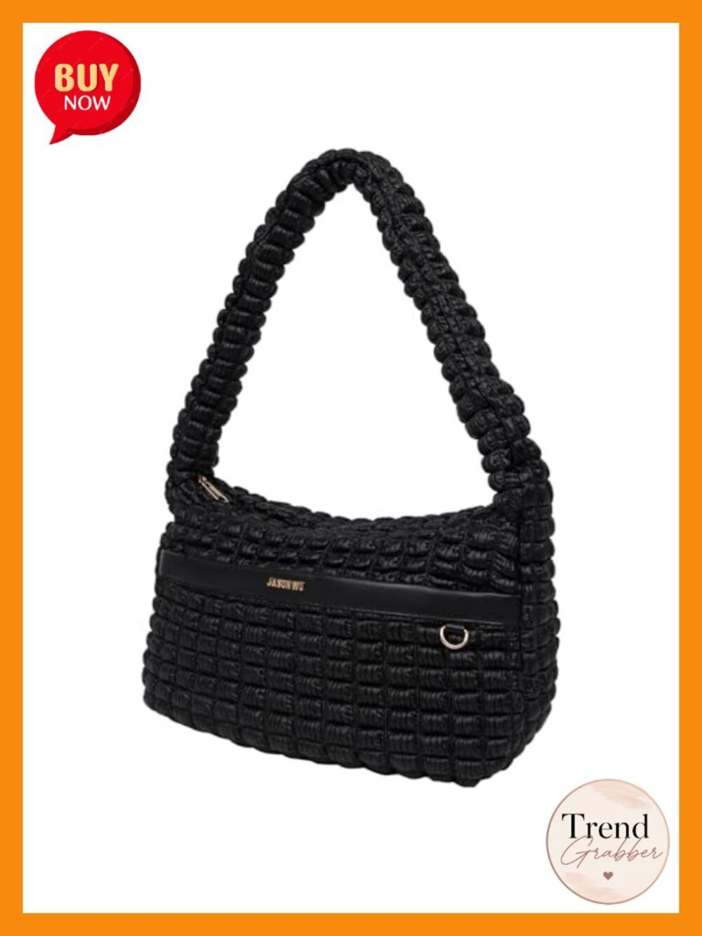 Bubble Shoulder Bag with Woven Texture and Gold Hardware
